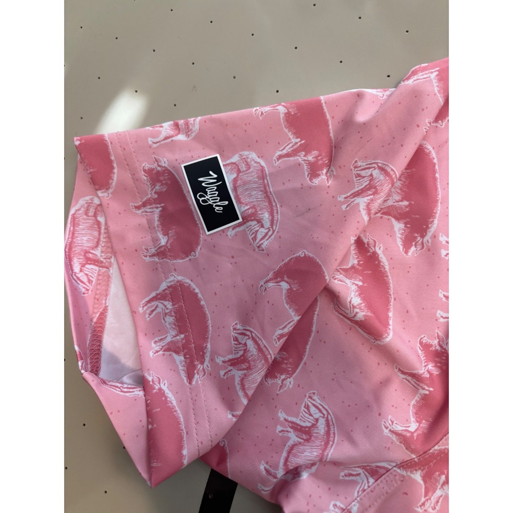 582 Waggle Golf Mens Hog Heaven Polo Shirt Pink Pig Print Performance Stretch 3X - Picture 8 of 8